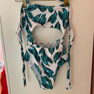 One Piece Bando + Halter Bathing Suit
